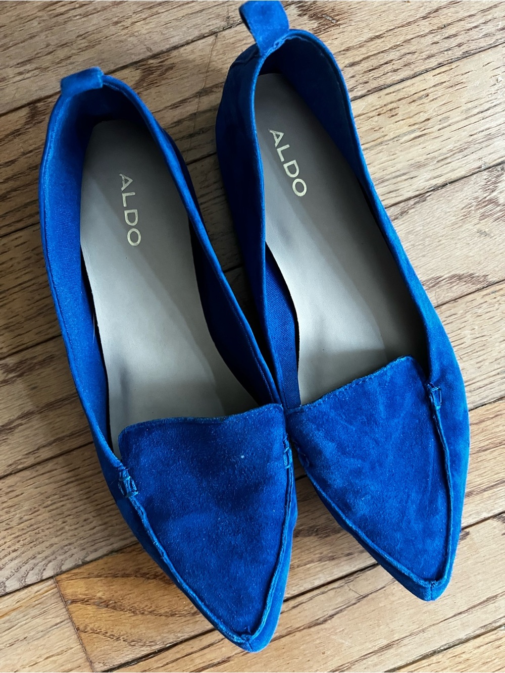 ALDO Cobalt Blue Faux Suede Pointed Toe Loafer Flats 7.5